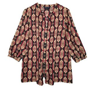 Jones New York Blouse Womens XL Wild Cherry Geometric Southwestern Tunic Top